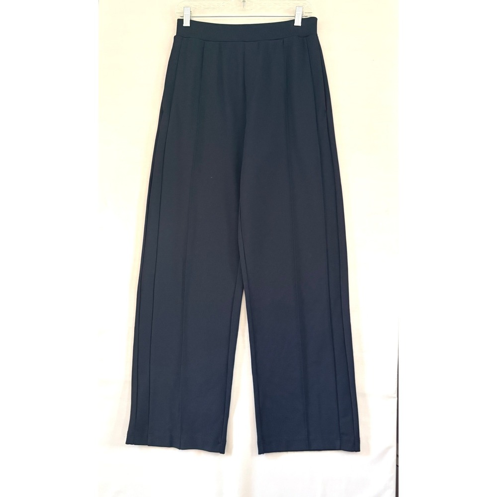 COS Navy Blue High Waisted Wide Leg Pintuck Pleated Trousers Knit Pants XS